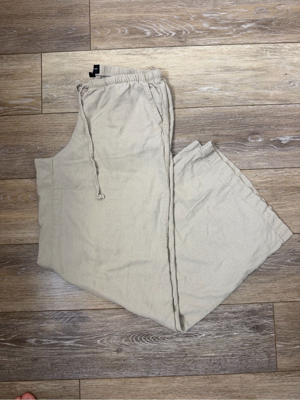 Rewash Women's Straight Leg Drawstring Pants in Light Tan